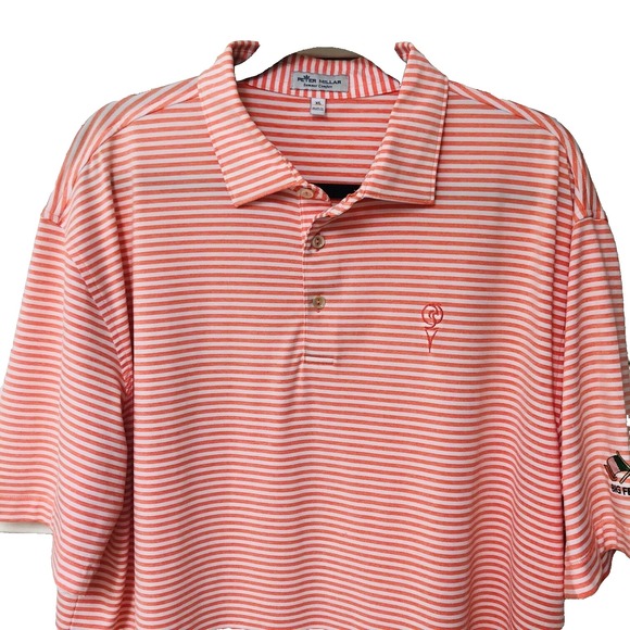 Peter Millar Other - Peter Millar Mens Summer Comfort Golf Polo Shirt XL Orange Striped Quail Valley